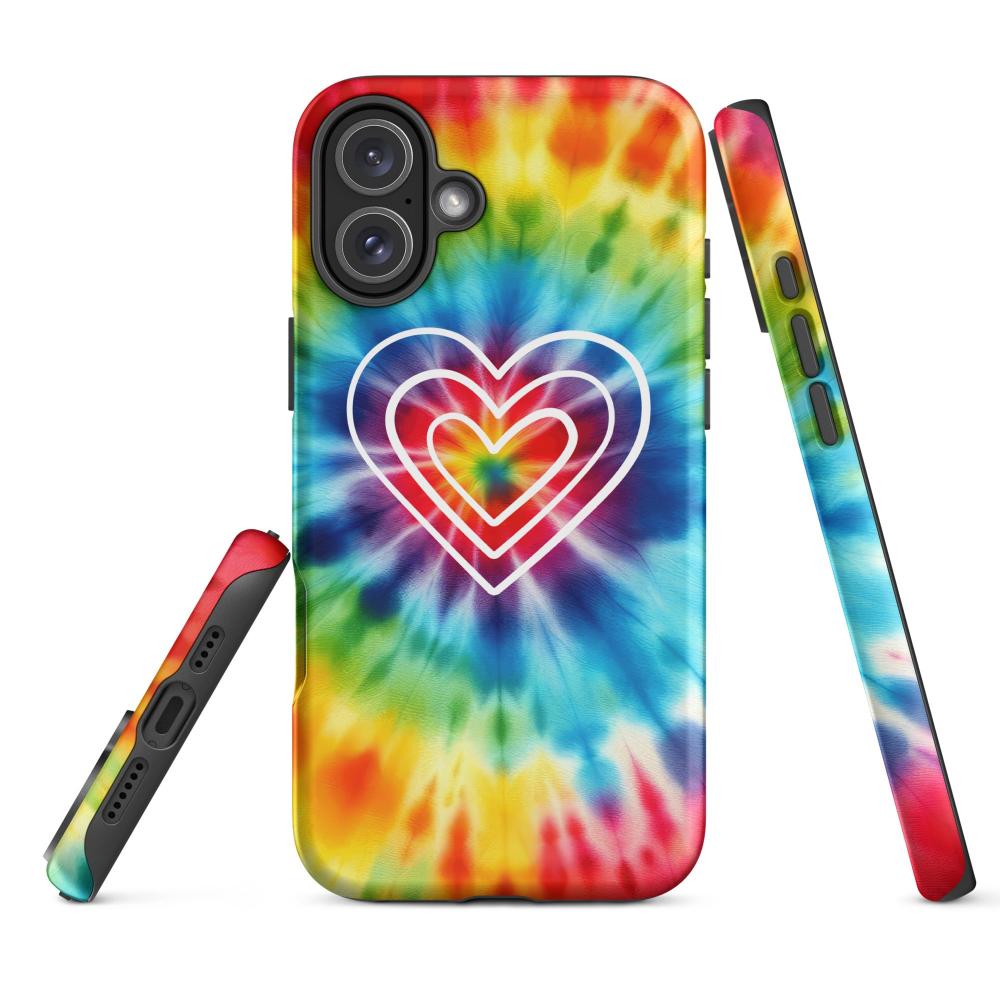 Tie Dye Hearts iPhone 16 Plus Tough Case - Matte Finish - https://ascensionemporium.net